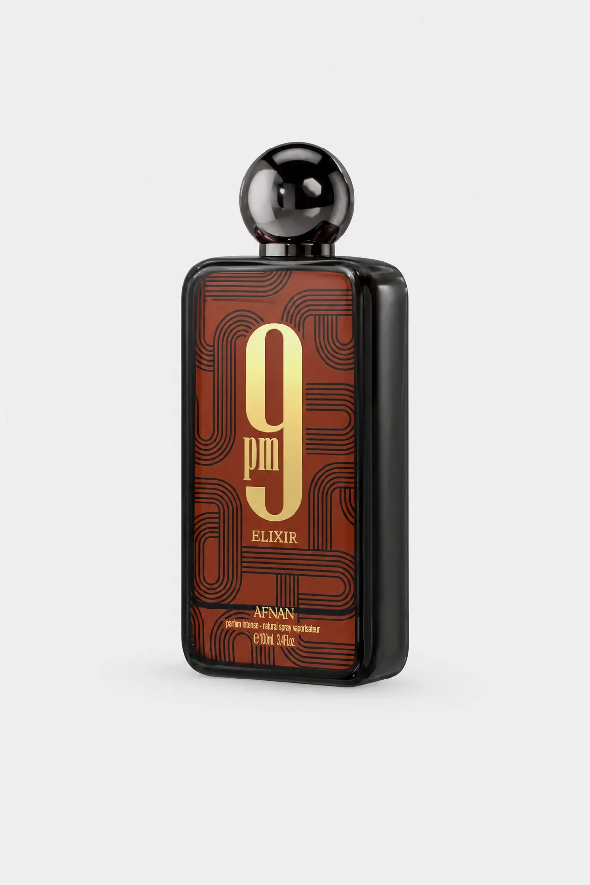 Afnan 9PM Elixir Eau de Parfum Intense 100 ml bottle, three-quarter view